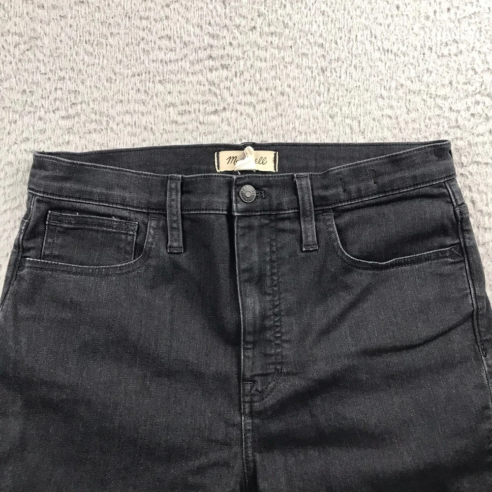 Madewell Roadtripper Skinny Flare Jeans Women 29 Black High Rise Side Slit Denim